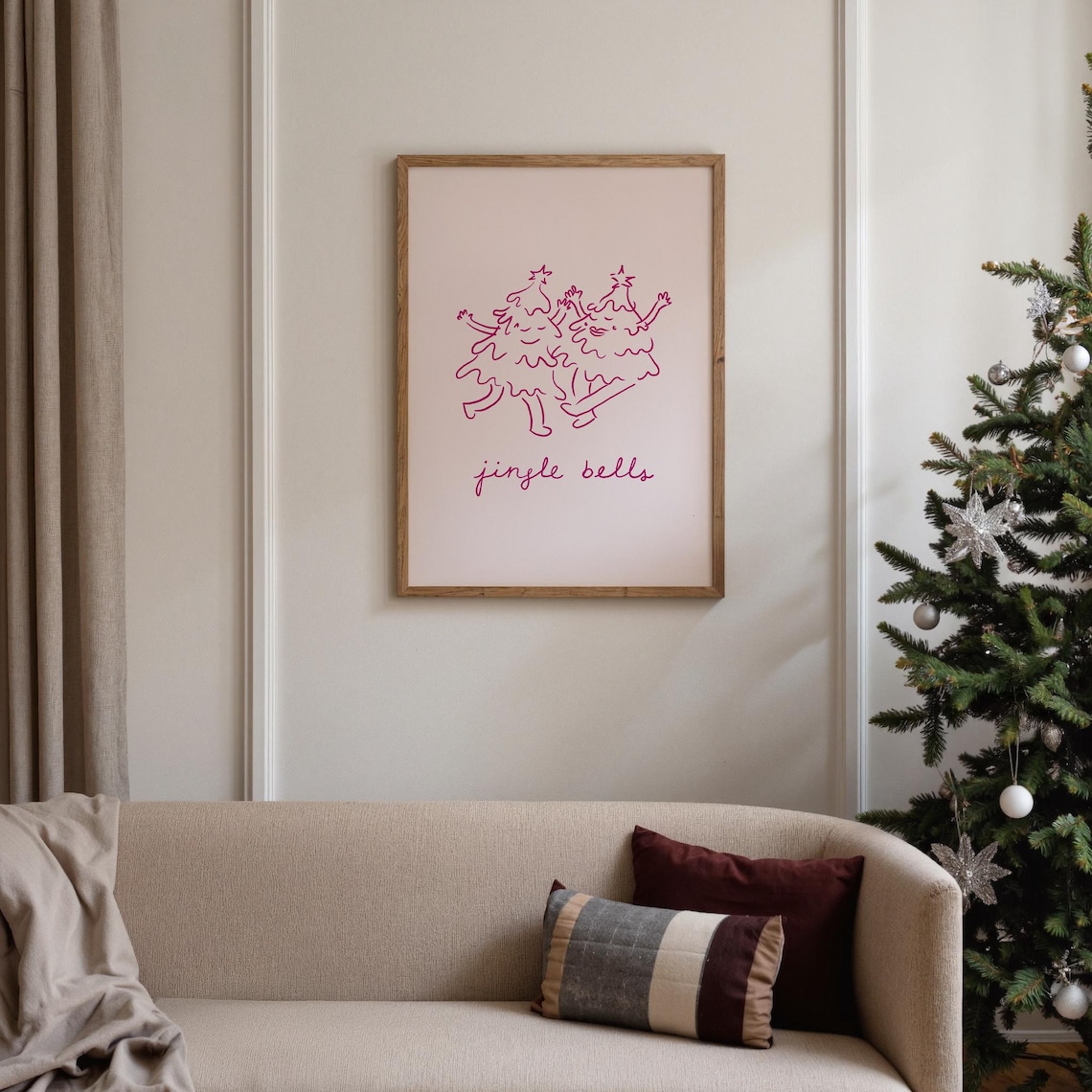 Pink Christmas Tree, Girly Holiday Art Print