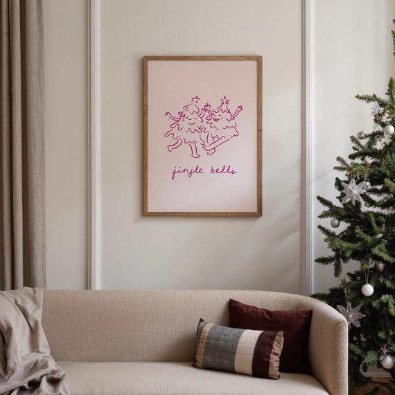 Pink Christmas Tree, Girly Holiday Art Print