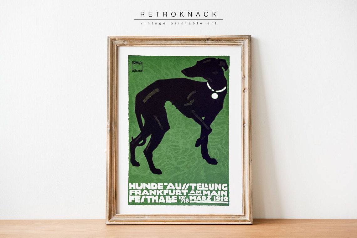 Hohlwein Greyhound 1912 Frankfurt Dog Show Vintage German Art Poster - Image 2