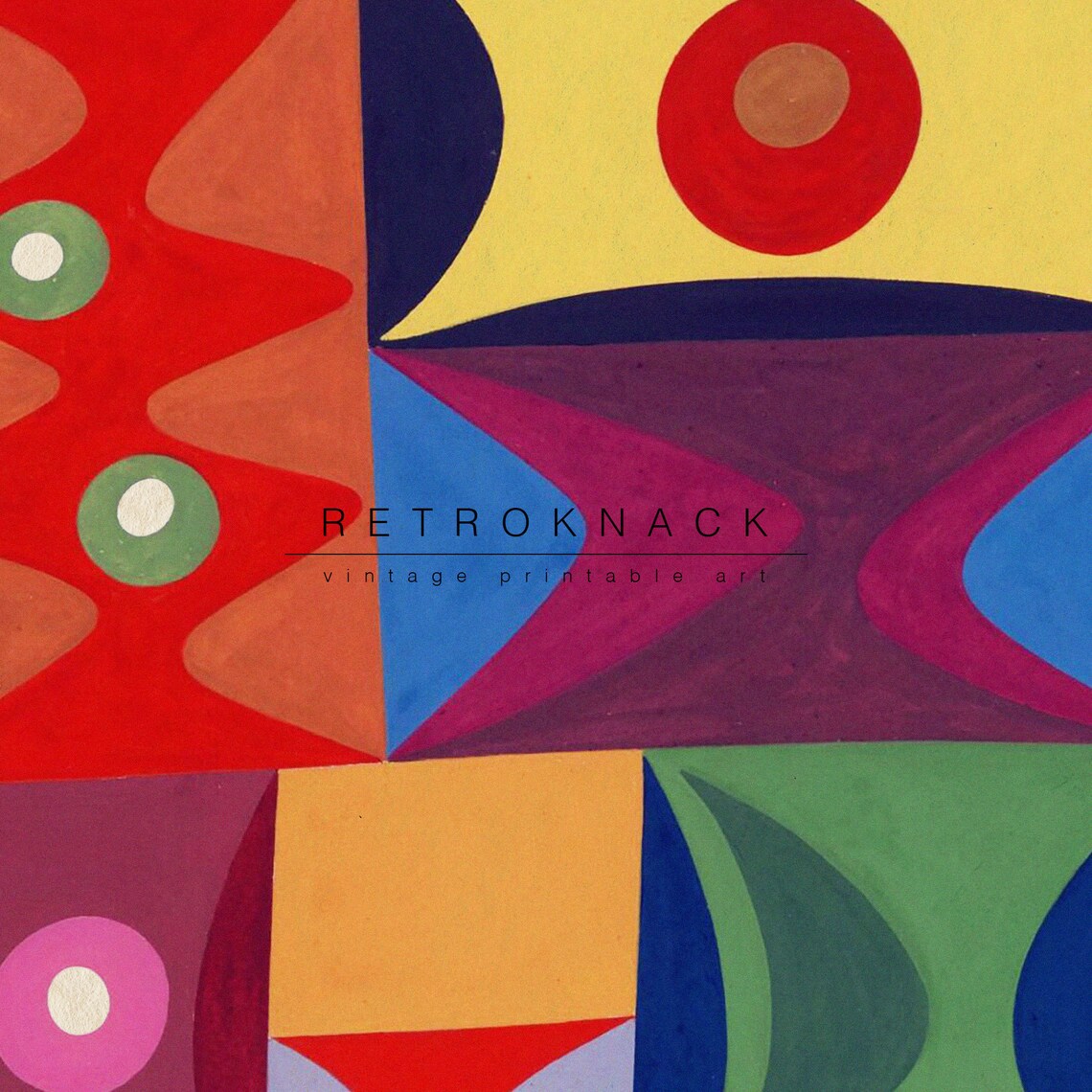 Colorful Geometric Abstract Shapes Mid Century Modernist Art Print - Image 2