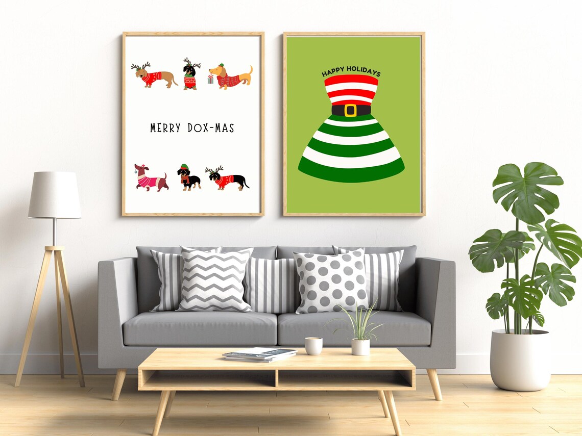 Merry Christmas Santa Dress Festive Striped Fashion Art Poster - Image 2