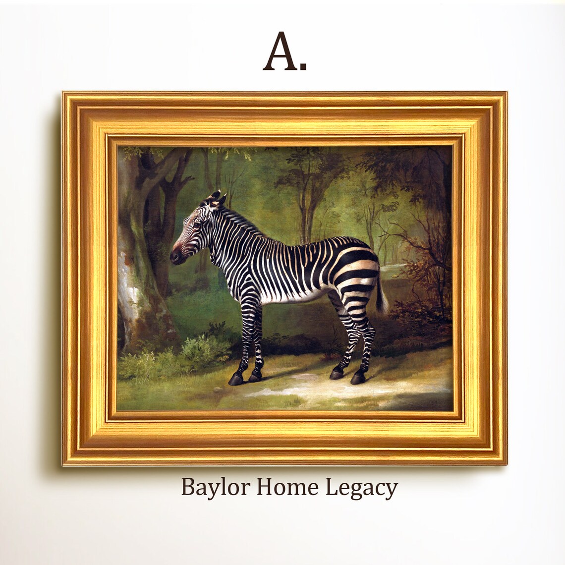 Zebra Oil Painting Print, Wooded Wildlife Landscape - Image 5