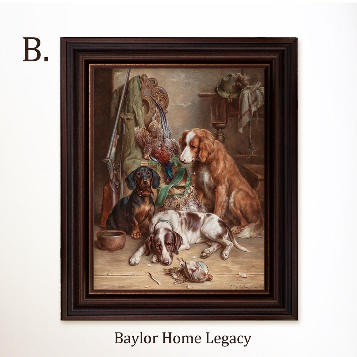 Vintage Hunting Dogs Oil Painting, Bird Dog Print - Image 4