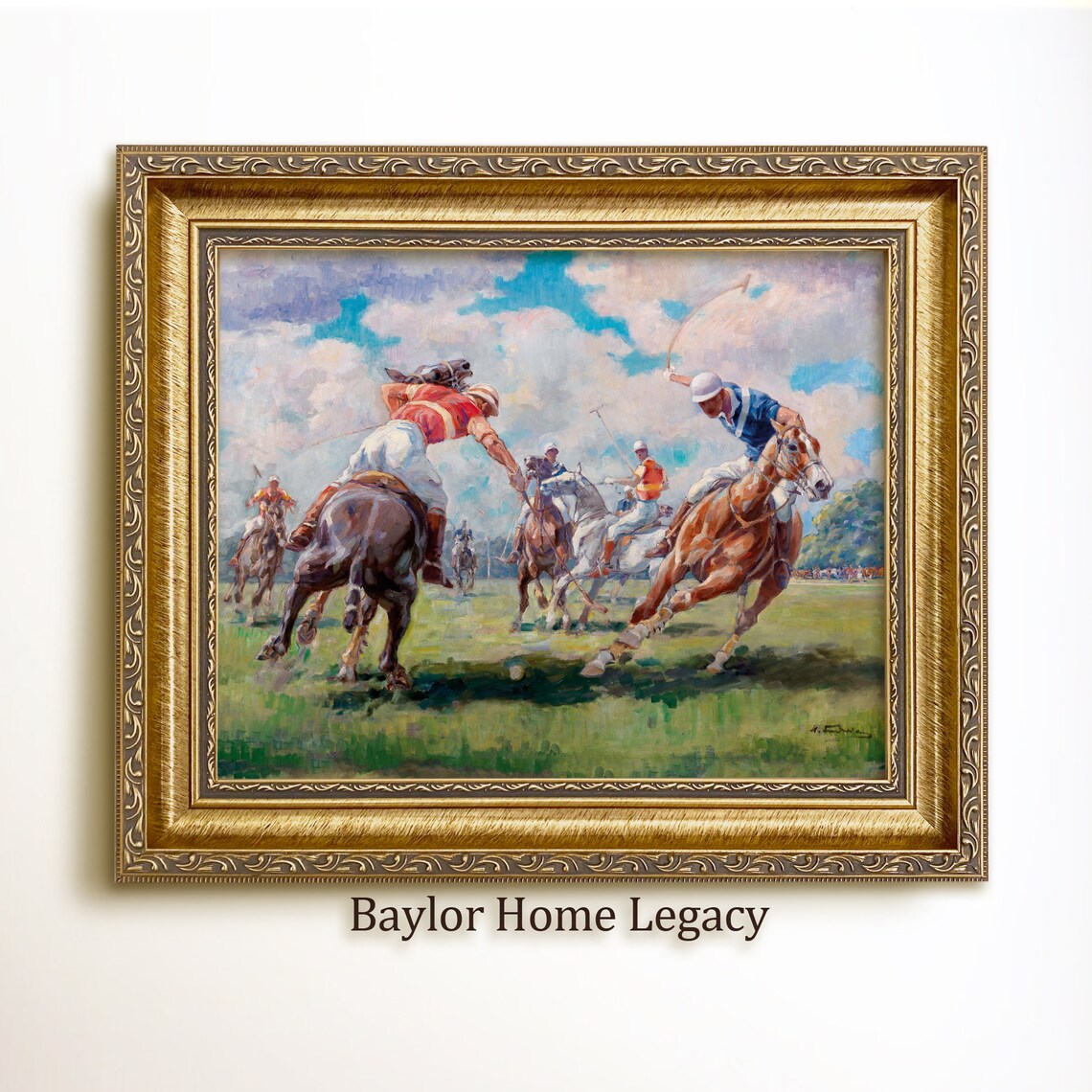 Polo Game Vintage Oil Painting Scene Art Print