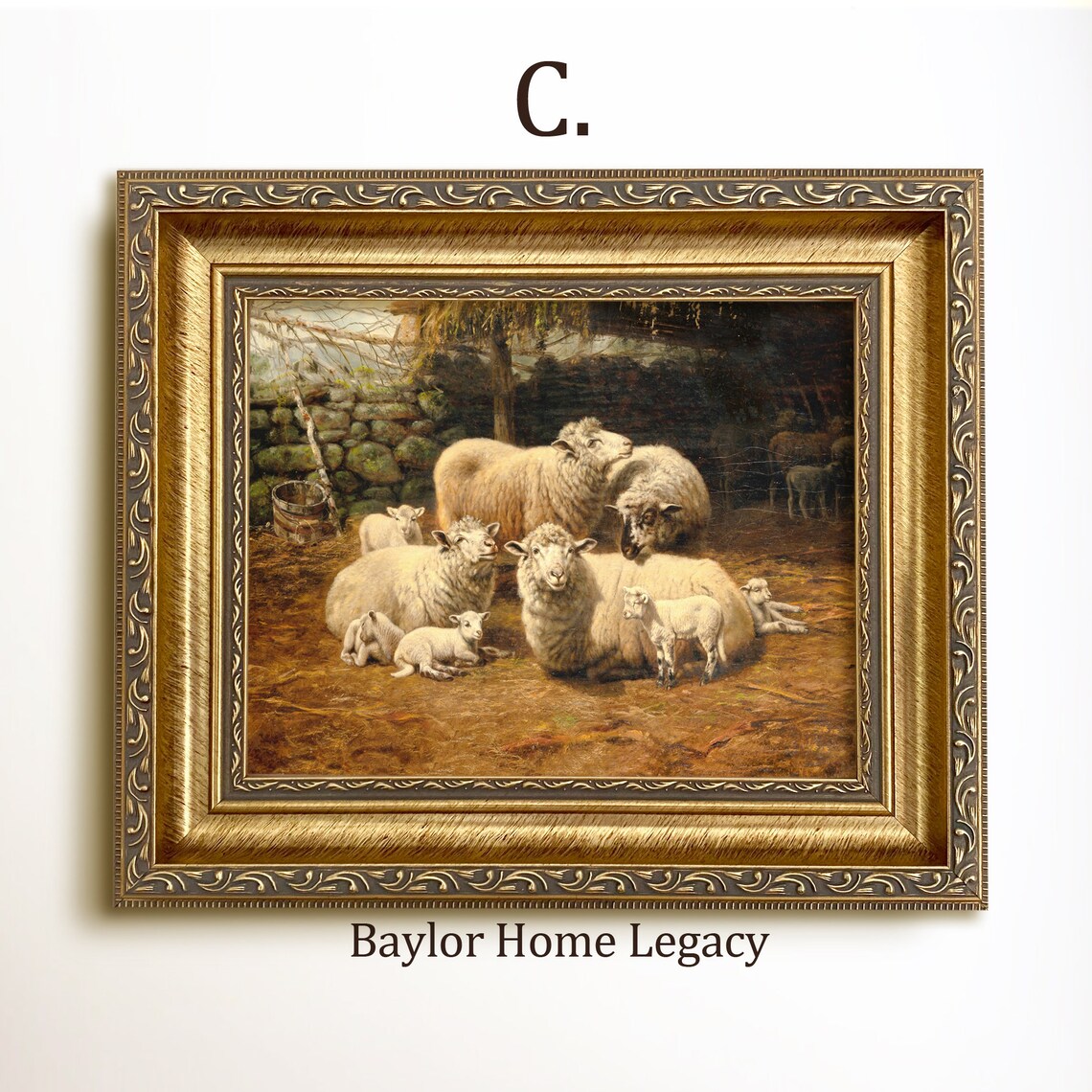Sheep Oil Painting Art Print, Vintage Rustic Country - Image 3