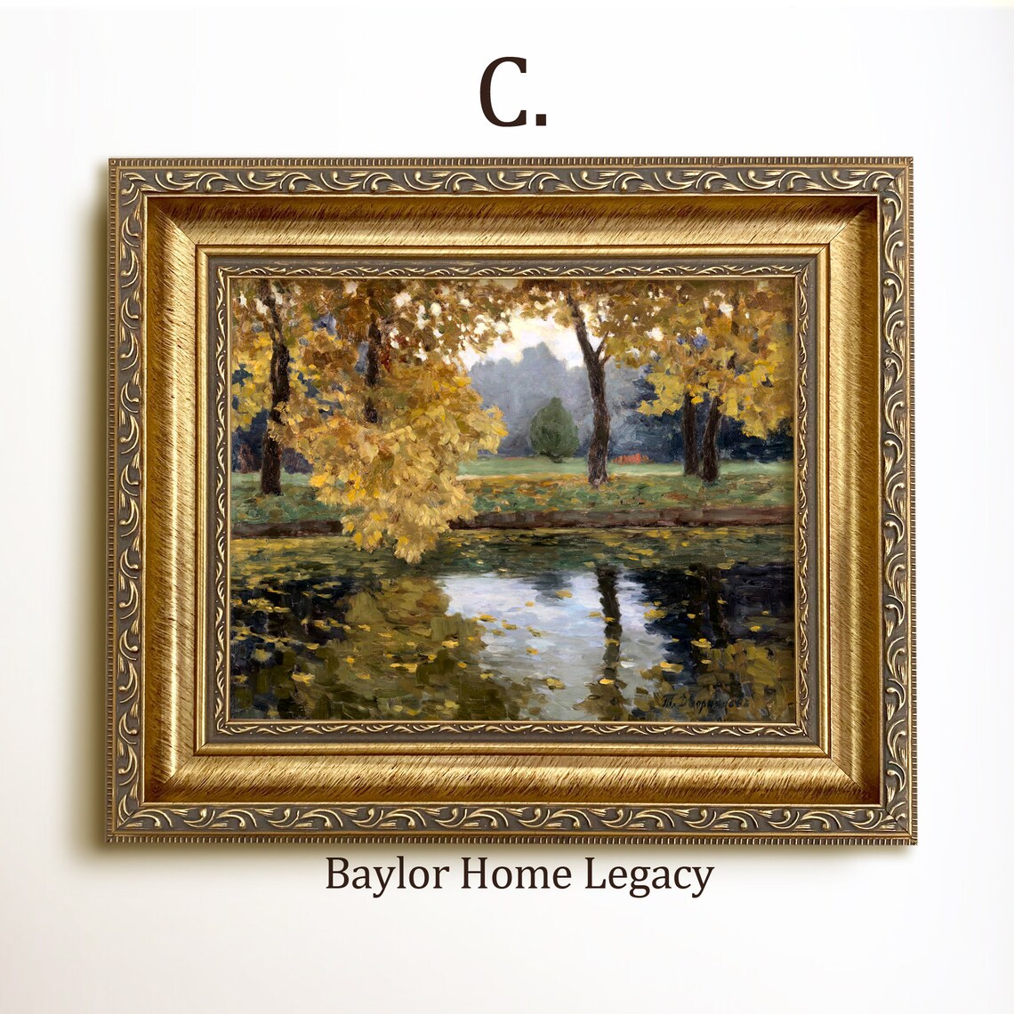 Vintage Country Landscape Fall Foliage Art Print - Image 3