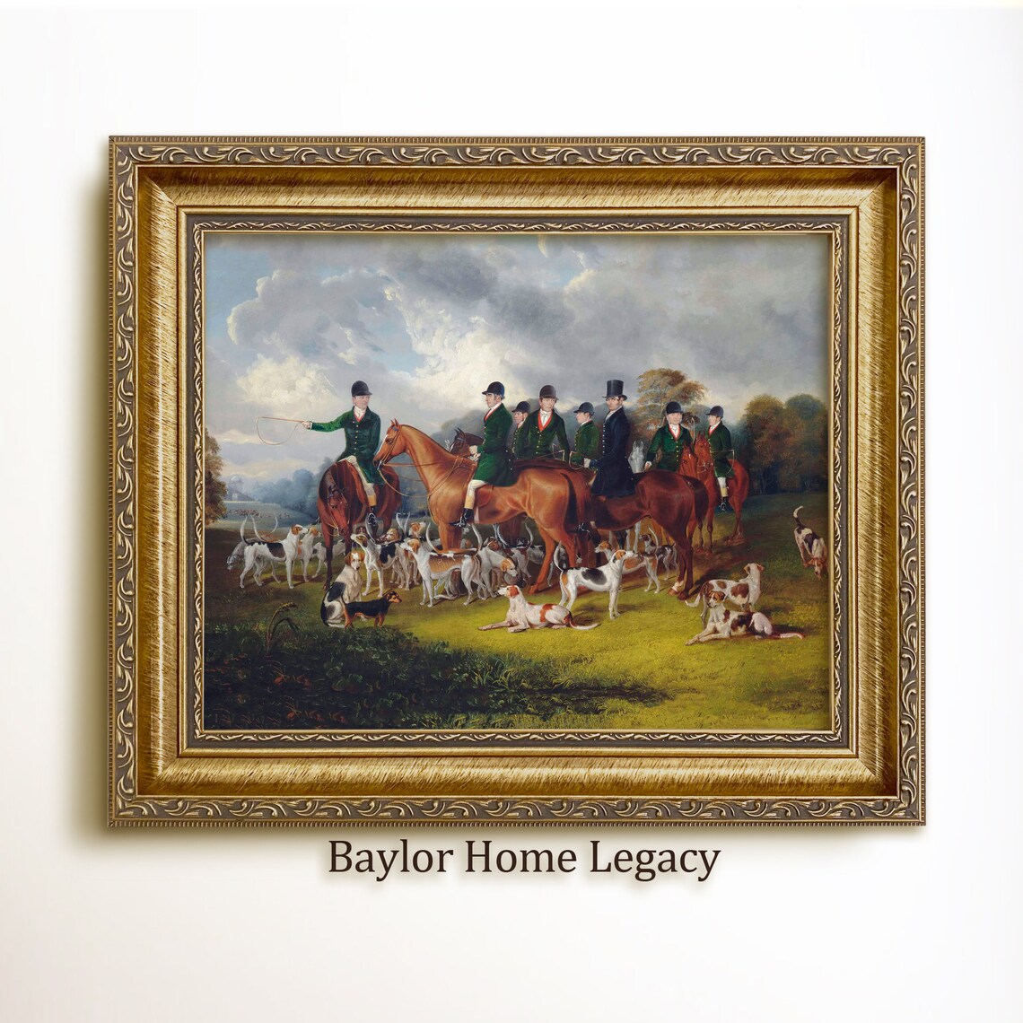 Fox Hunting Scene, Equestrian Decor Art Print
