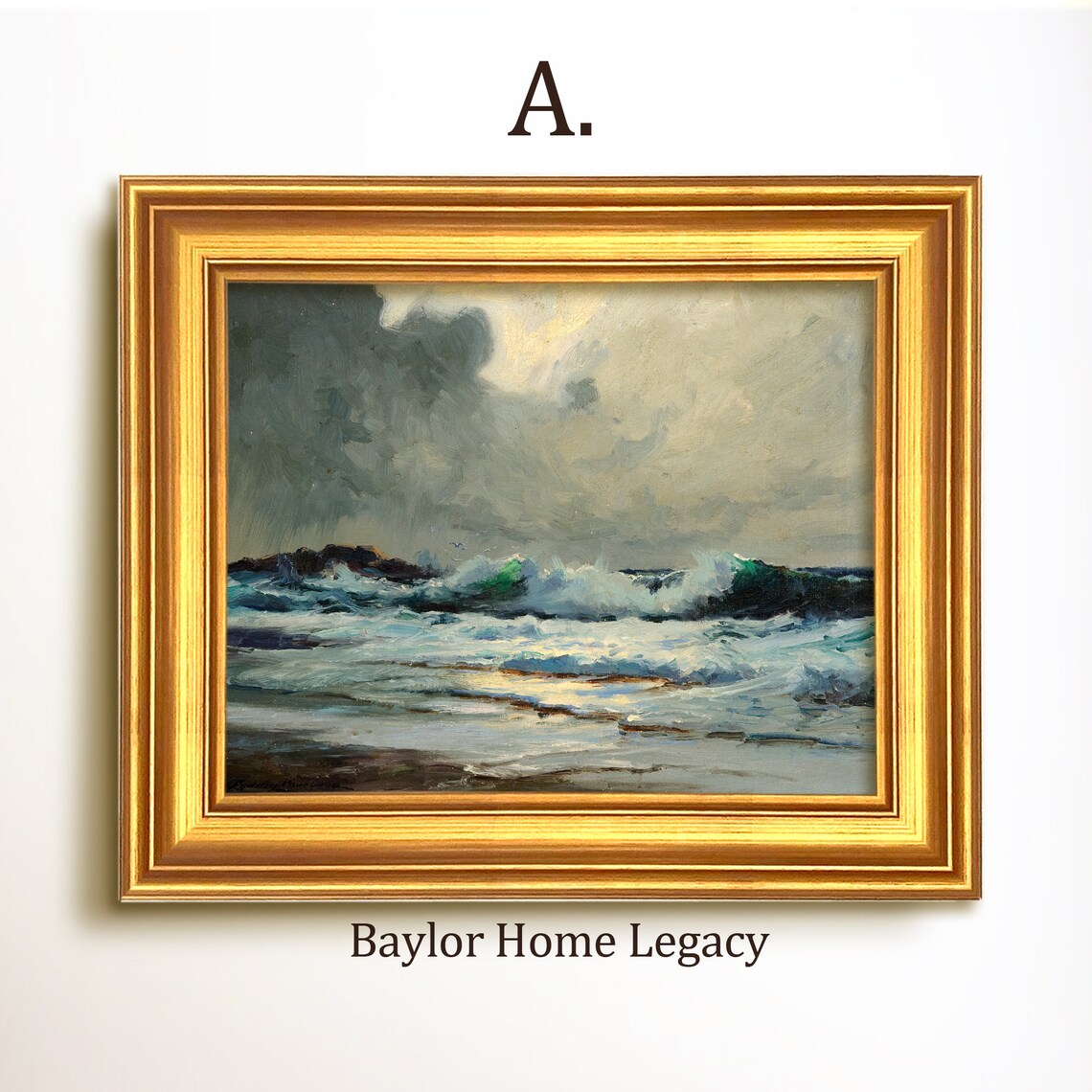 Ocean Waves Oil Painting Print, Antique Seascape - Image 5
