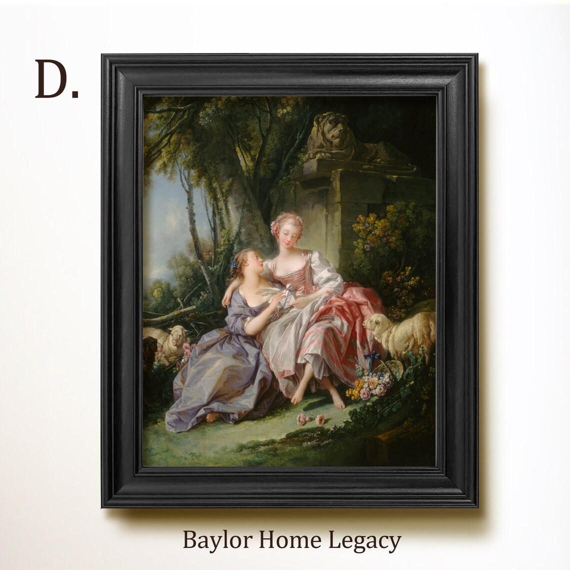 18th Century Portrait of Two Women, Oil Painting Print - Image 2