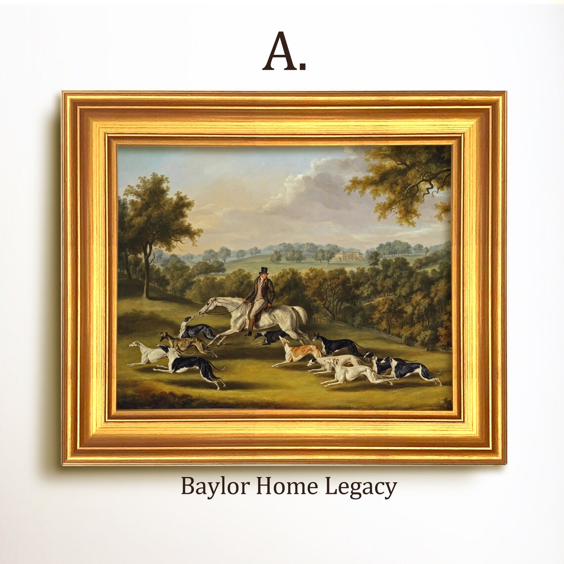 English Countryside Horse Rider and Greyhounds, Art Print - Image 5
