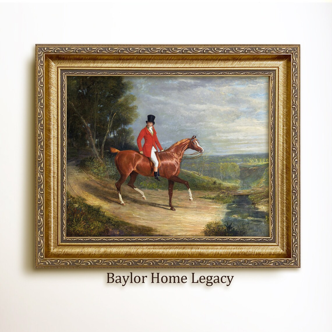 Vintage English Equestrian Landscape Art Print