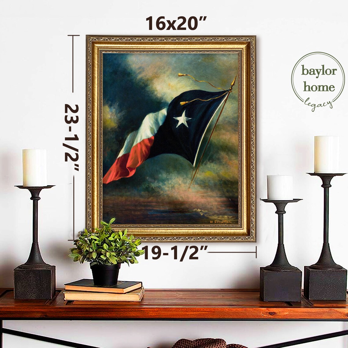 Texas Flag Oil Painting Art Print, Texas Wall Decor - Image 2