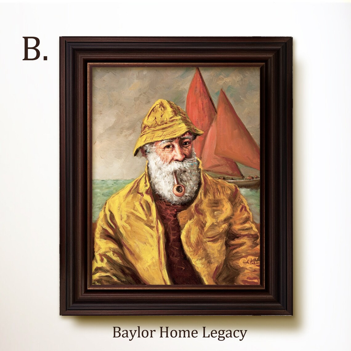 Sea Captain Oil Painting Print, Vintage Nautical - Image 4