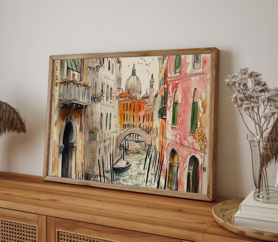 Venice Watercolor Art Print, Italian Cityscape - Image 4