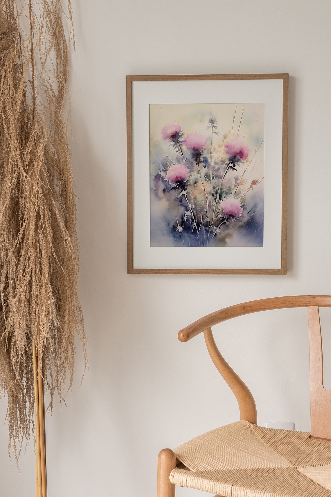 Scottish Thistles Pink Wildflowers Watercolor Botanical Bloom Poster - Image 5