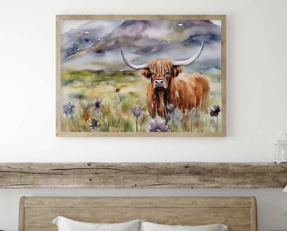 Highland Cow Watercolor Art Print, Isle Of Skye - Image 4