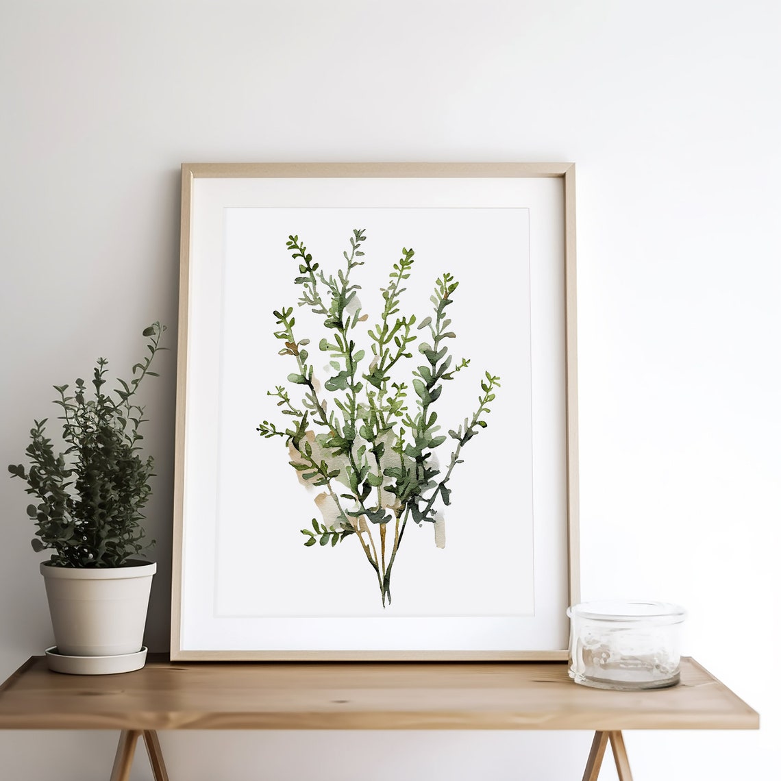 Thyme Herb Watercolor Minimalist Botanical Kitchen Green Poster - Image 3