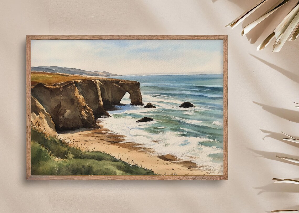 Point Buchon Watercolor Art Print, California Coastline - Image 3
