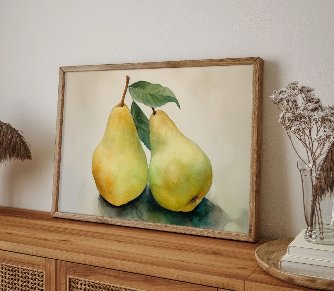 Pear Painting Watercolor Art Print, Farmhouse Kitchen Decor - Image 3