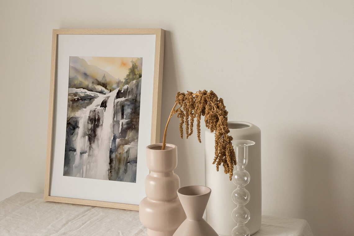 Mealt Falls, Isle Of Skye Watercolor Landscape Print - Image 4
