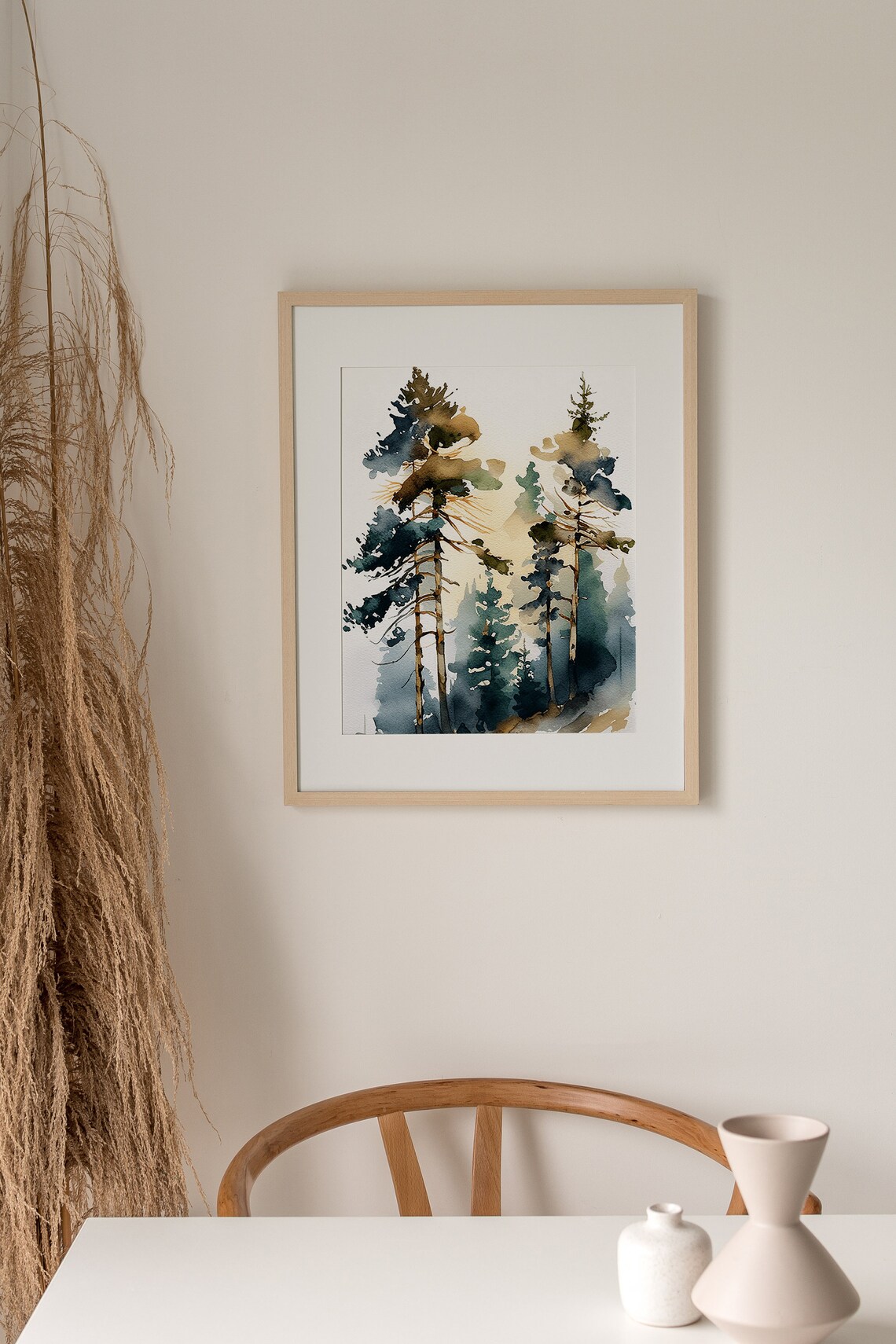 Pine Tree Watercolor Art Print, Vermont Landscape - Image 4