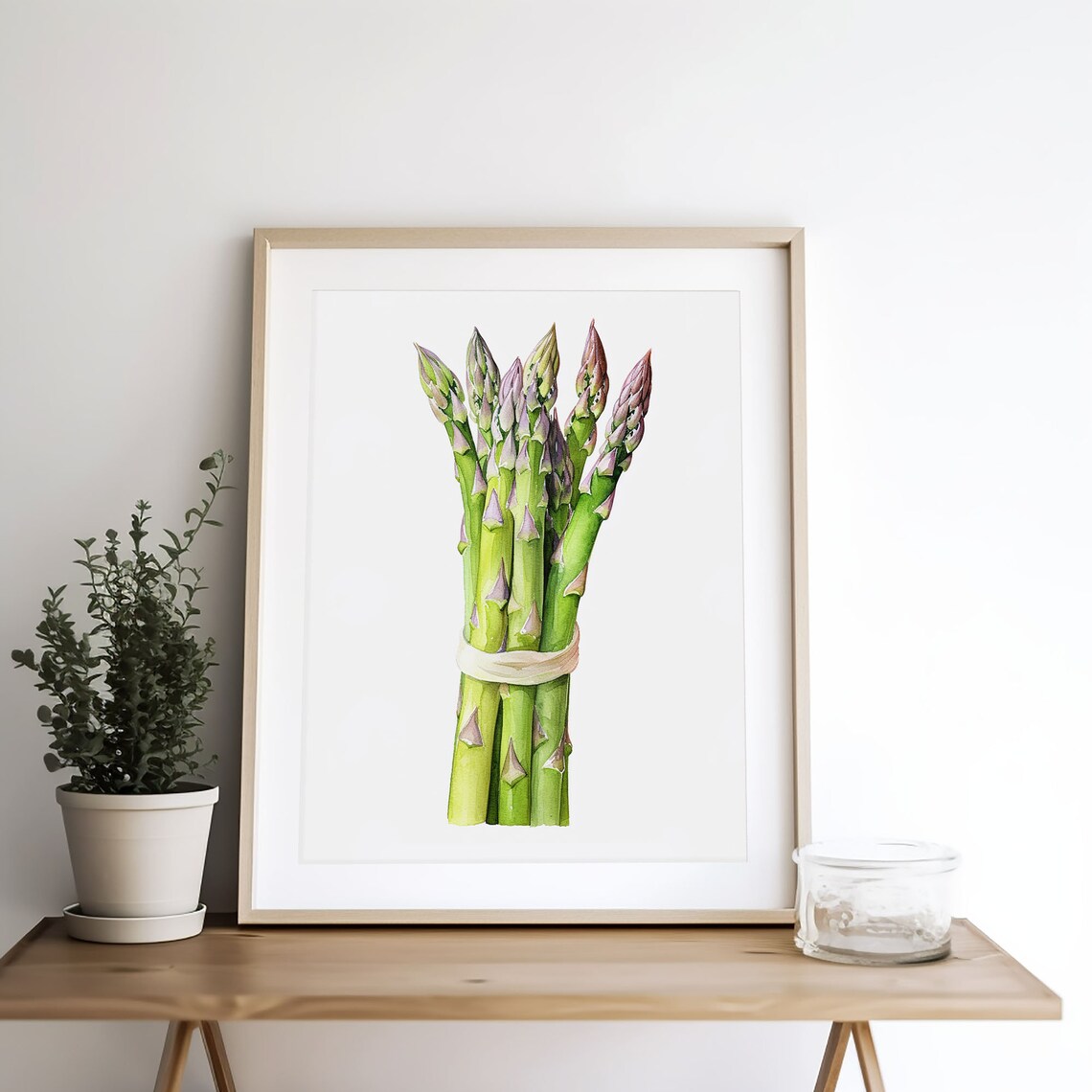 Asparagus Watercolor Botanical Art Print, Rustic Kitchen - Image 4