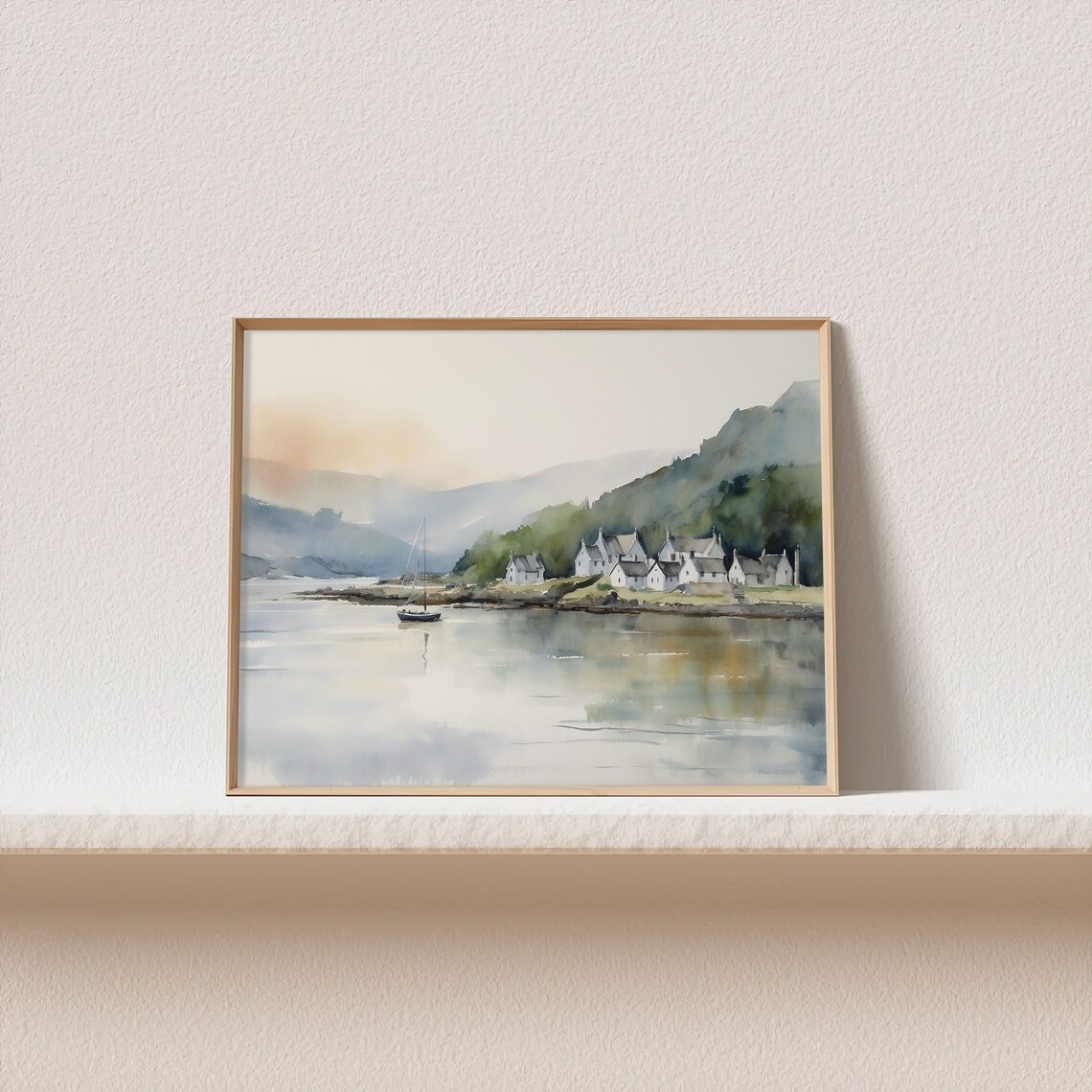Plockton Watercolor Landscape Art Print, Scotland - Image 3