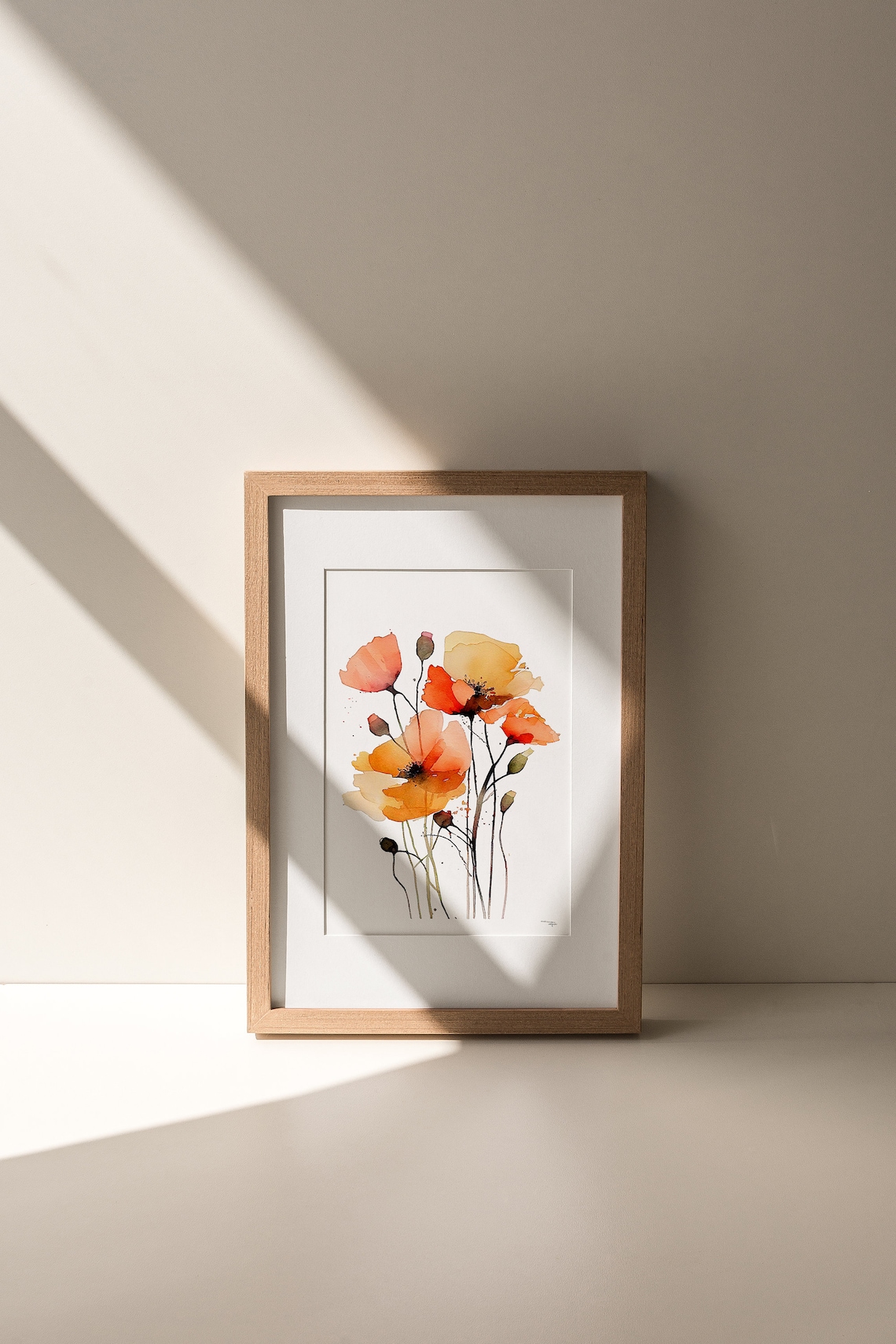 California Poppy Watercolor Art Print, Farmhouse Floral - Image 3