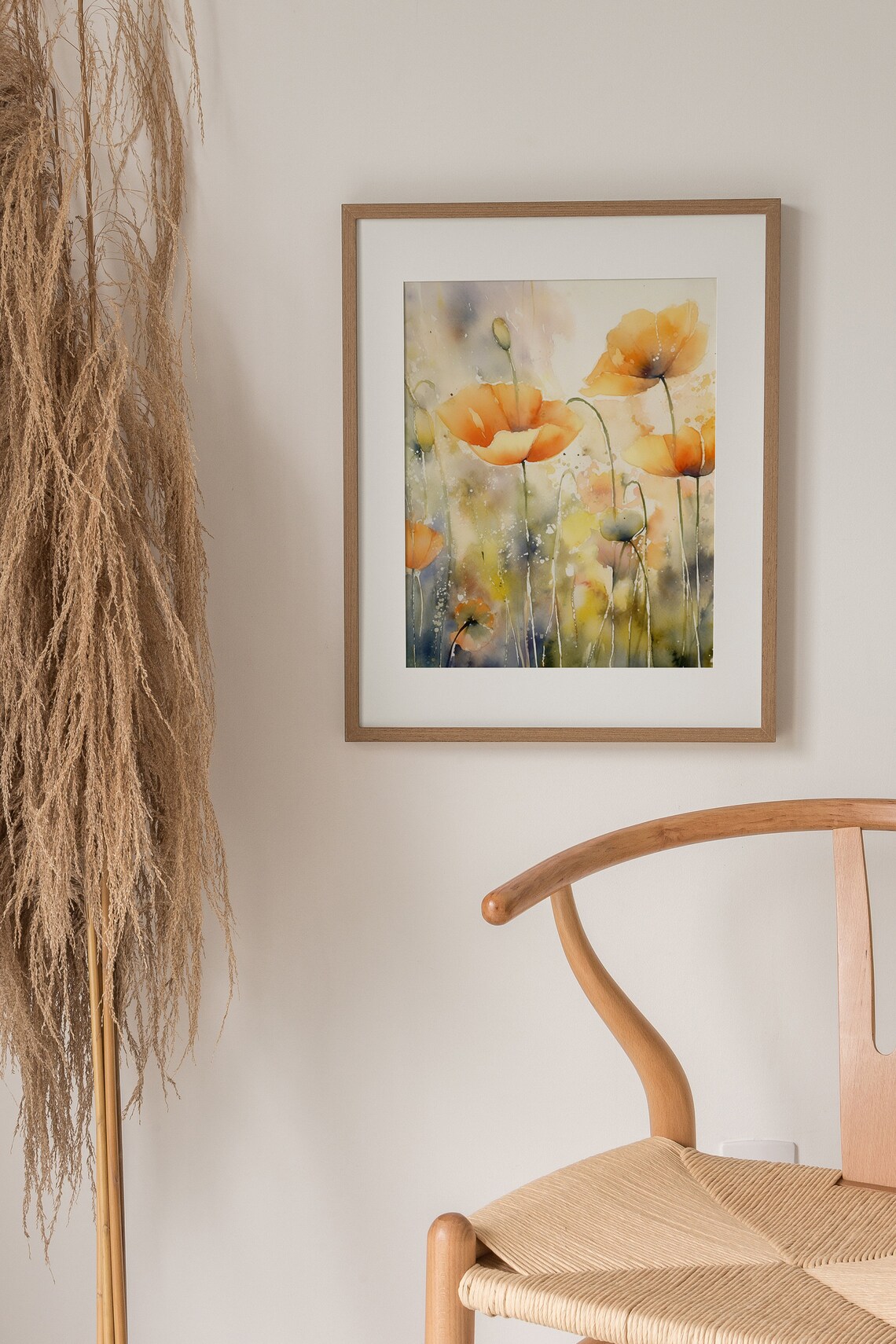Orange Poppies Watercolor Art Print, Neutral Floral - Image 5