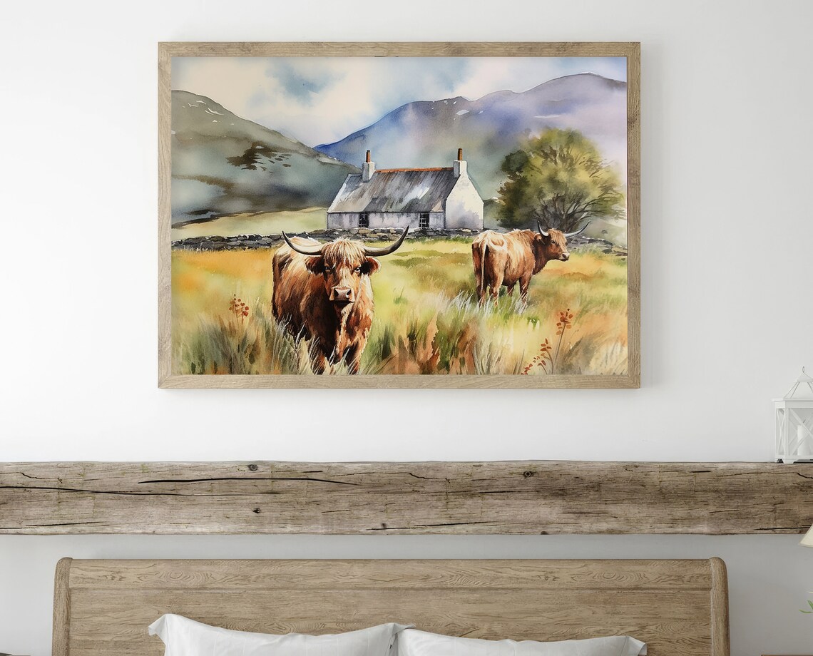 Scotland Highland Cow Watercolor Art Print, Isle Of Skye - Image 5