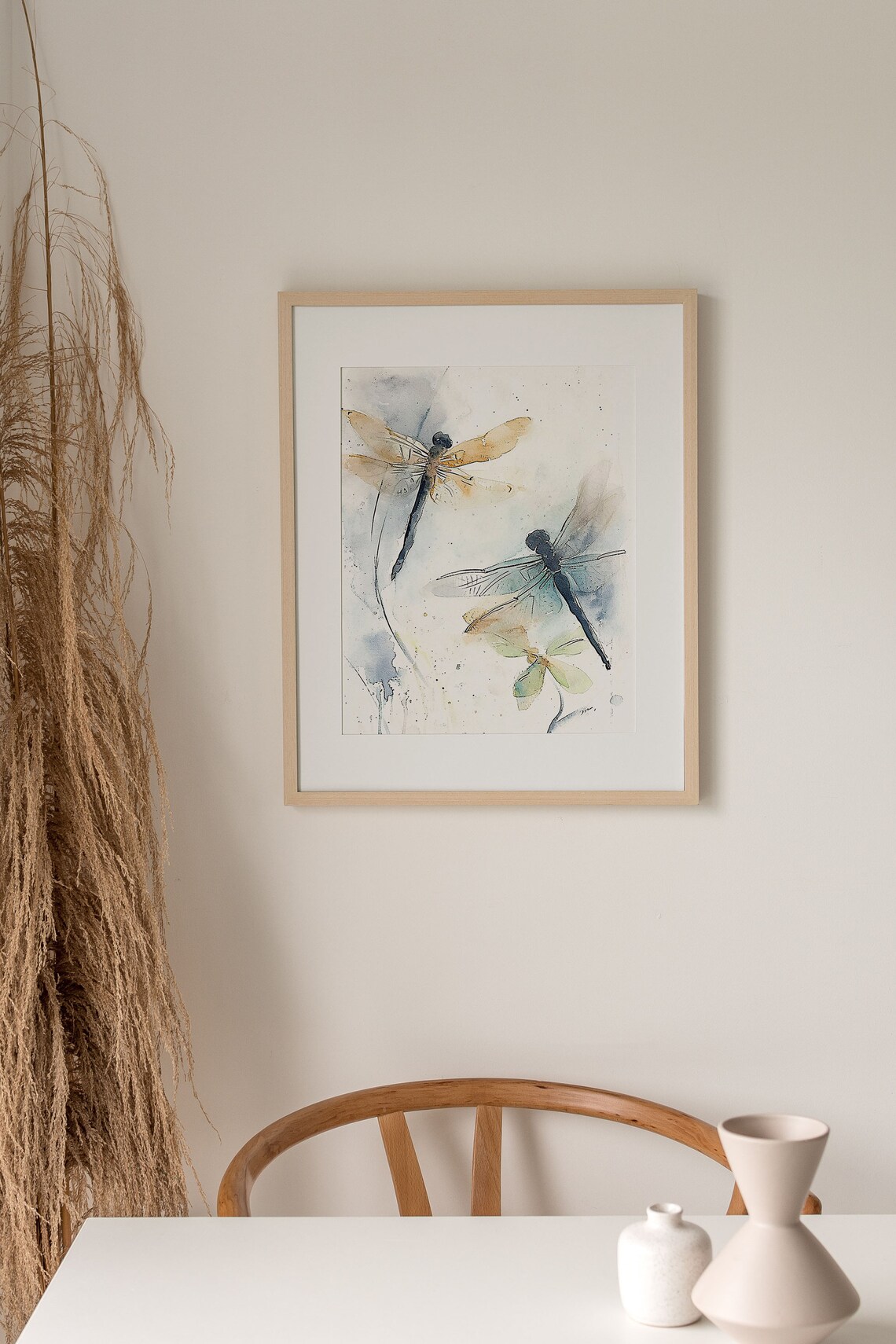 Dragonfly Abstract Watercolor Art Print, Wildflowers - Image 3