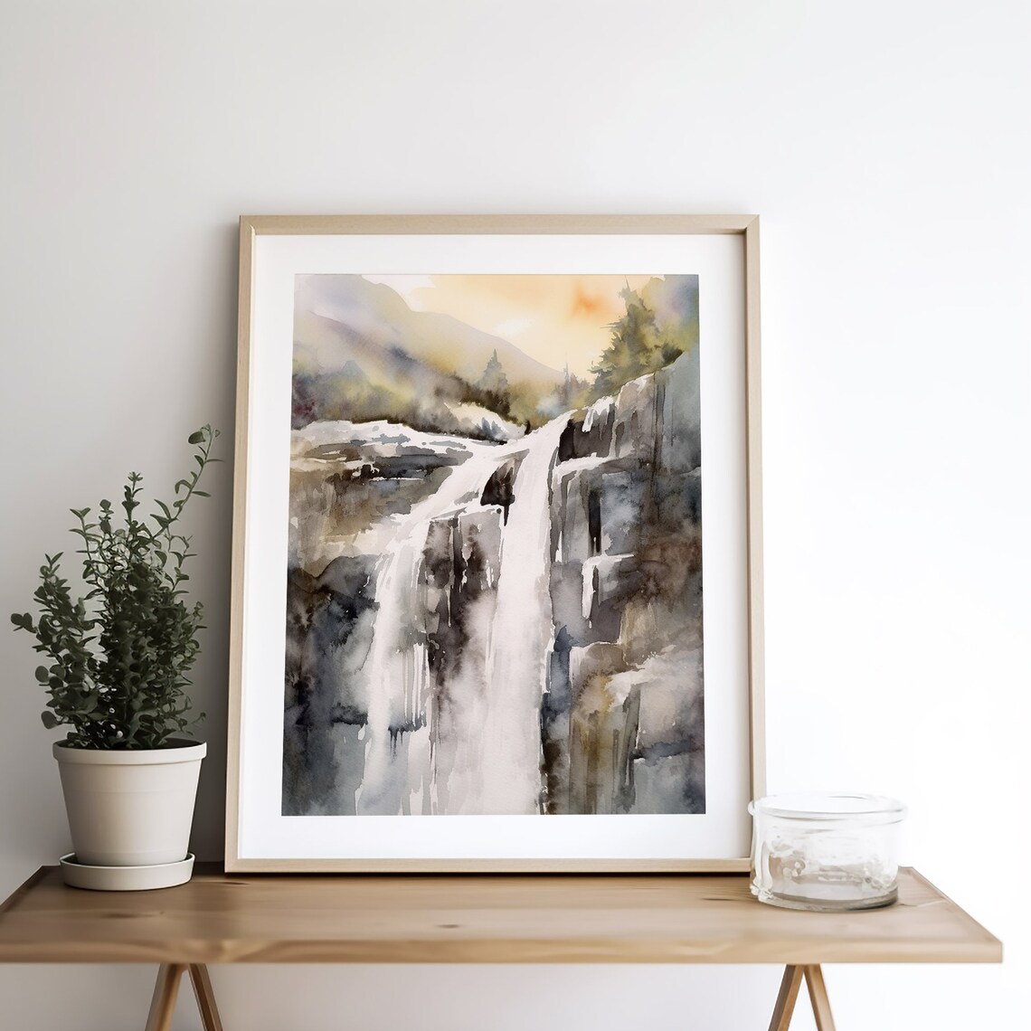 Mealt Falls, Isle Of Skye Watercolor Landscape Print - Image 3