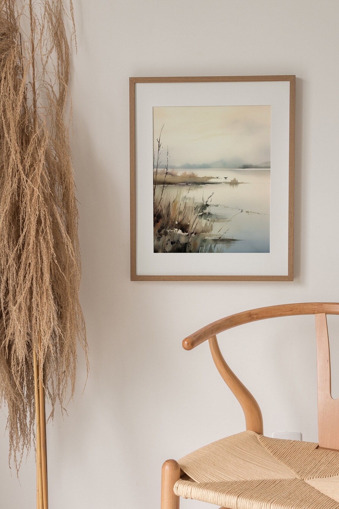 Misty Lake Vermont Watercolor Landscape Art Print - Image 5