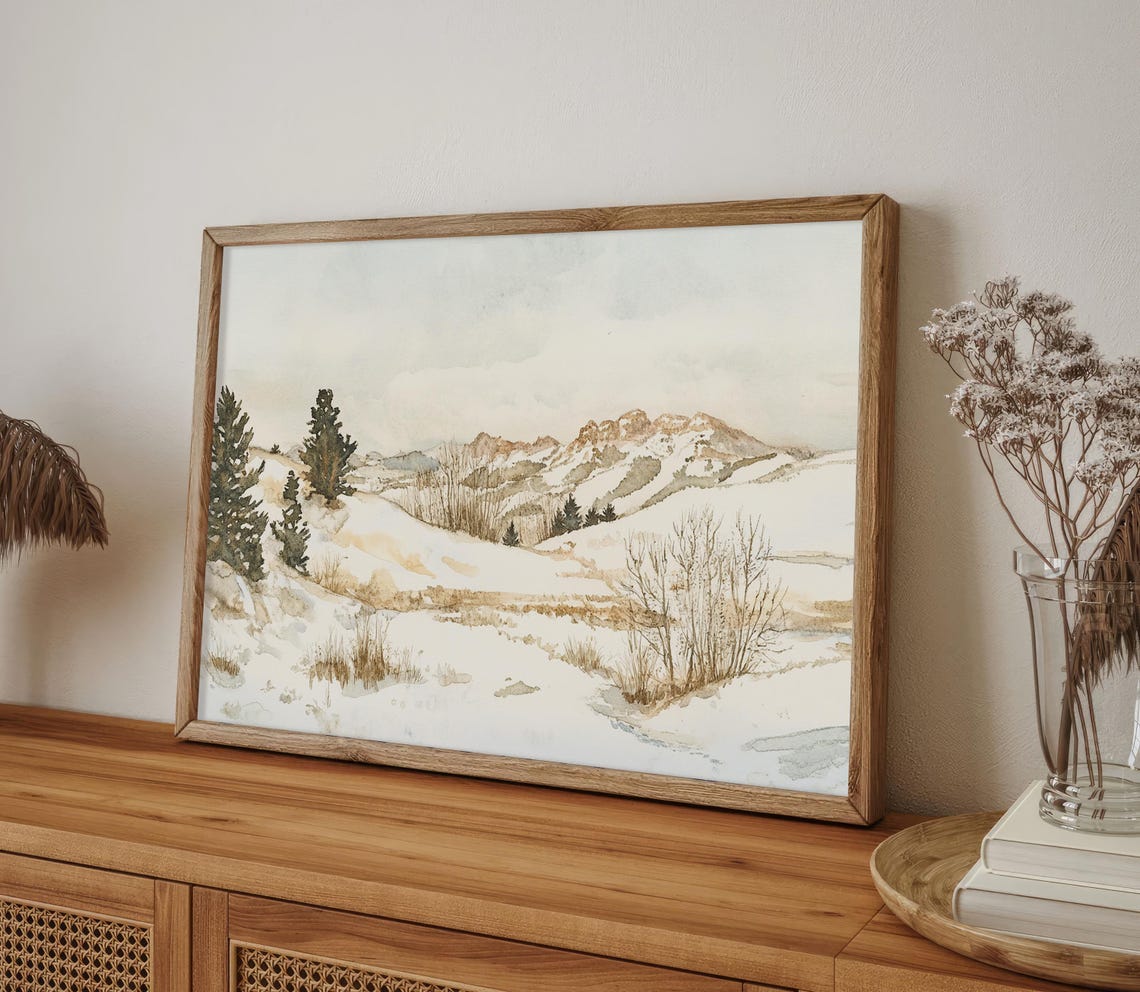 Colorado Rocky Mountains Snowy Winter Peaks Watercolor Poster - Image 4