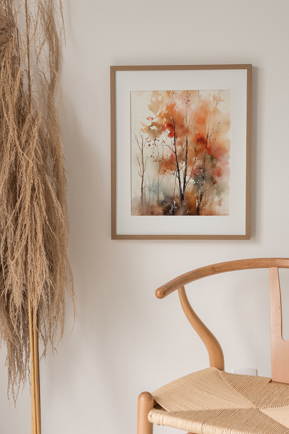 Fall Trees Watercolor Poster, Autumn Forest Landscape - Image 3
