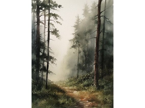 Forest Road Watercolor, North Carolina Landscape Art Print