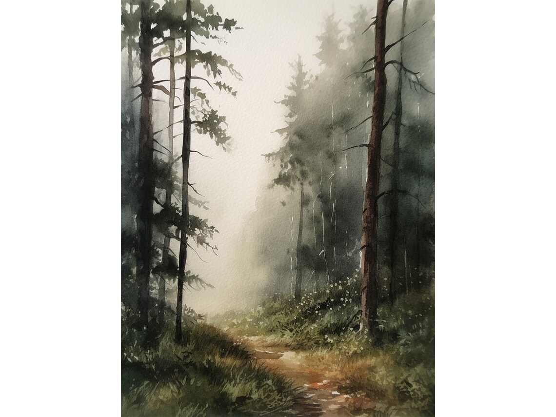Forest Road Watercolor, North Carolina Landscape Art Print