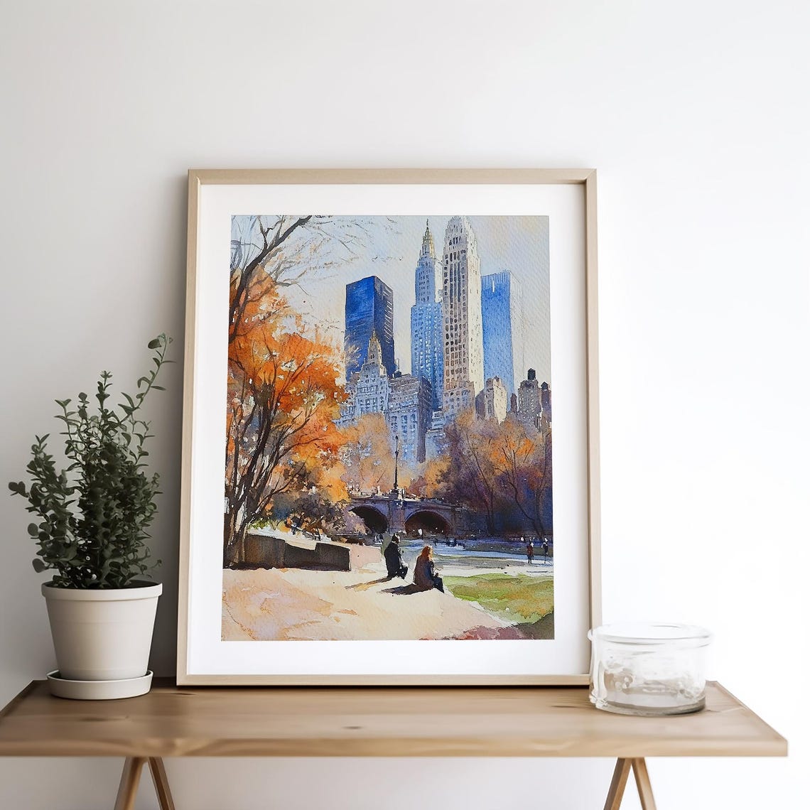 Central Park Poster Nyc Painting Morning Park Watercolor Art Print New York Skyline Cityscape Wall Art Travel Poster - Image 4