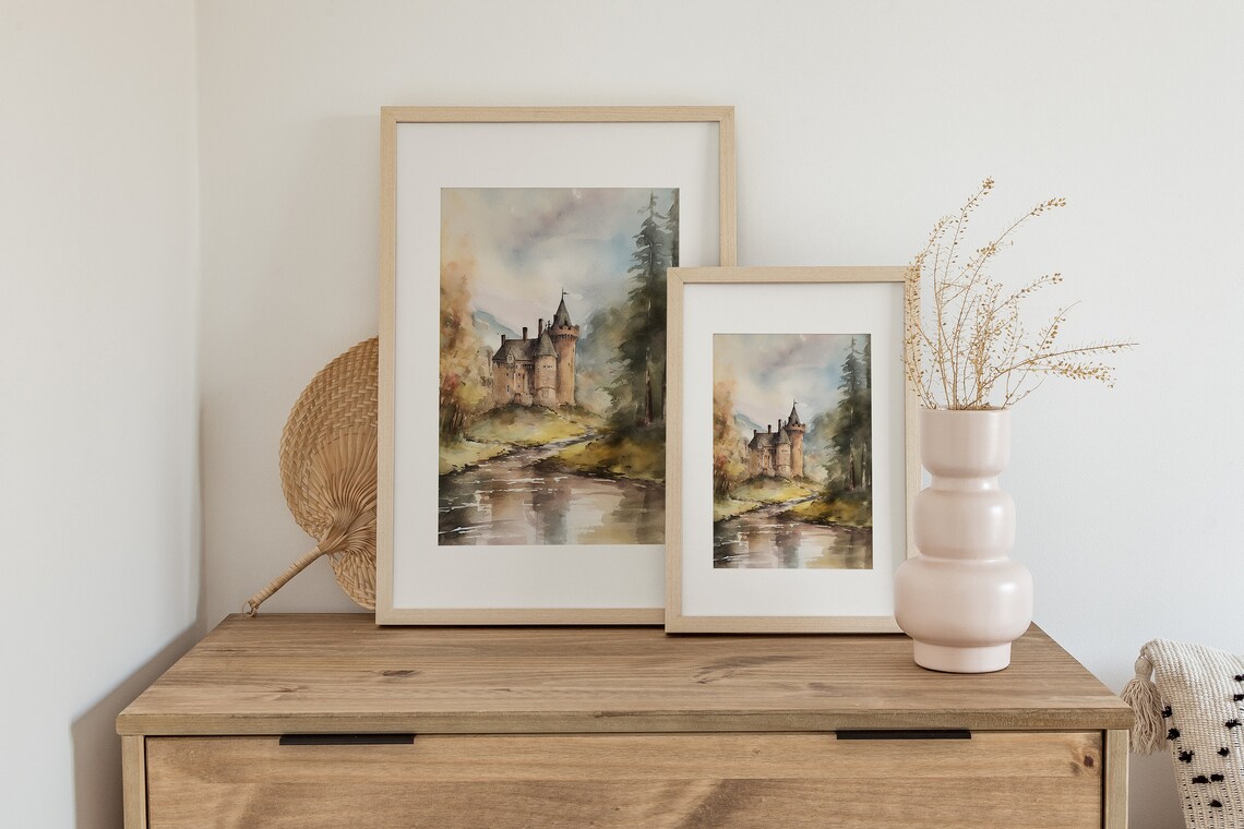 Scottish Castle Watercolor Art Print, Loch Ness - Image 3