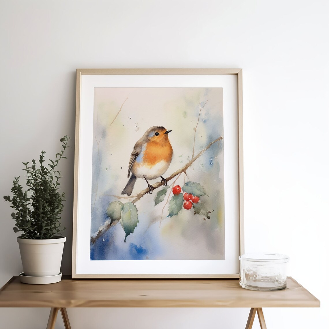 Robin Watercolor Bird Print, Farmhouse Wall Decor - Image 4