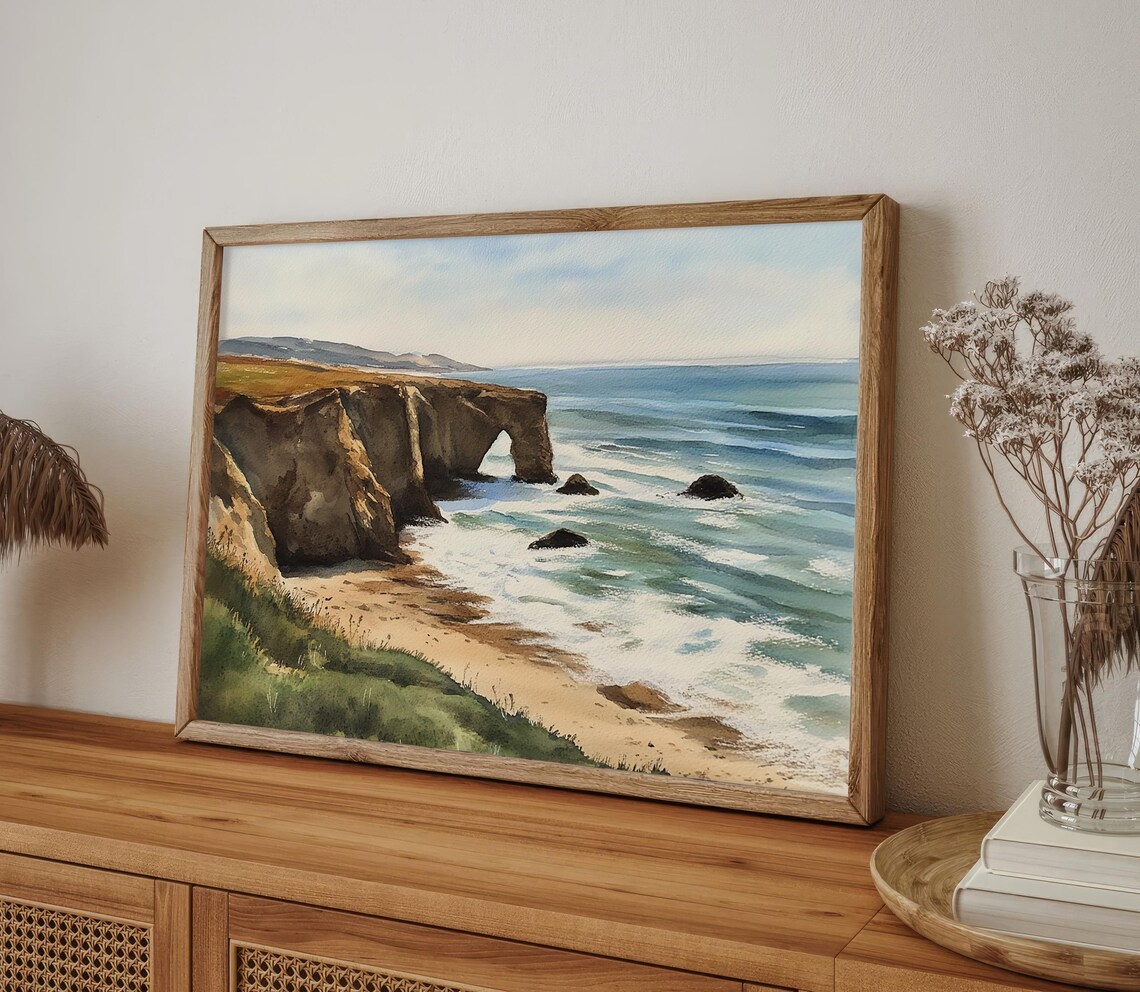 Point Buchon Watercolor Art Print, California Coastline - Image 4
