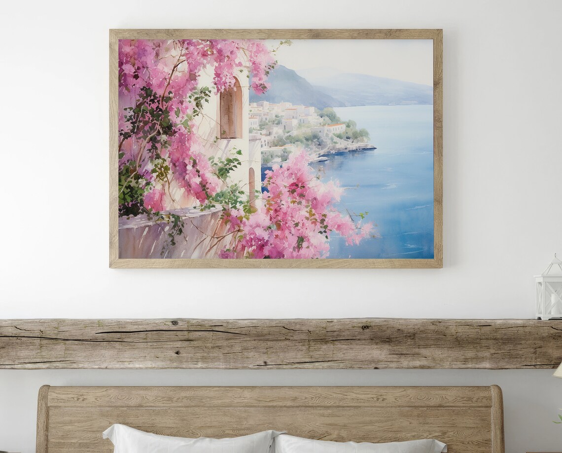 Bougainvillea Painting Positano Watercolor Art Print - Image 2