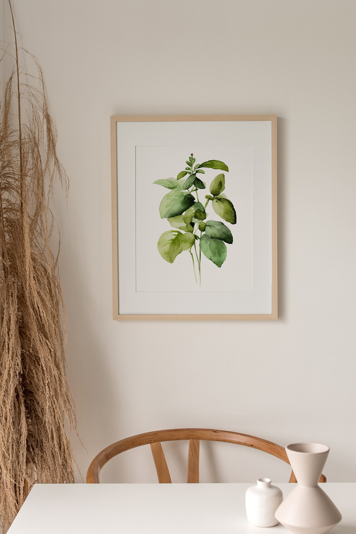 Basil Painting Watercolor Art Print, Botanical Kitchen - Image 2