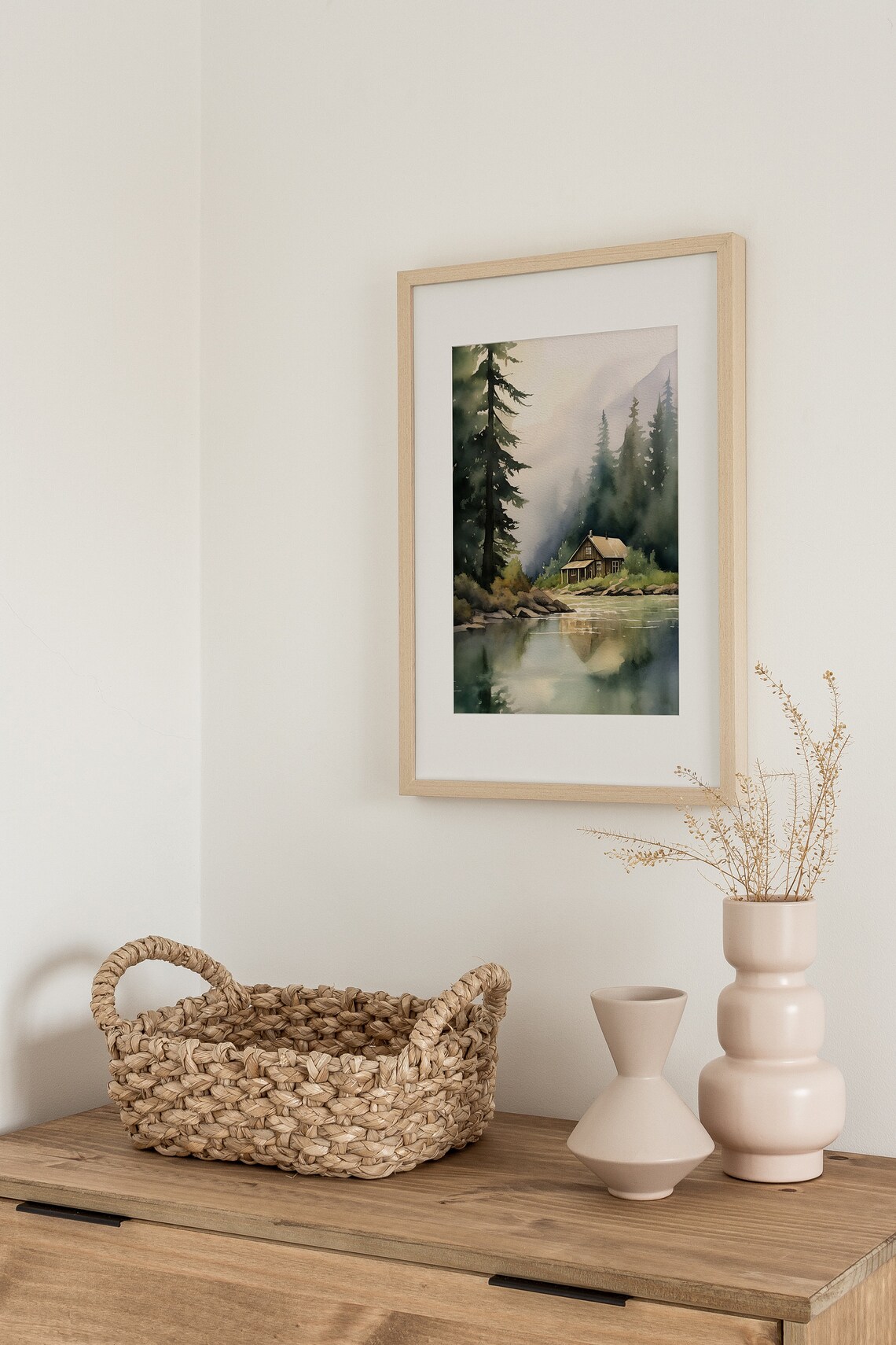 Forest Cabin Tahoe Lake Watercolor Art Print - Image 3
