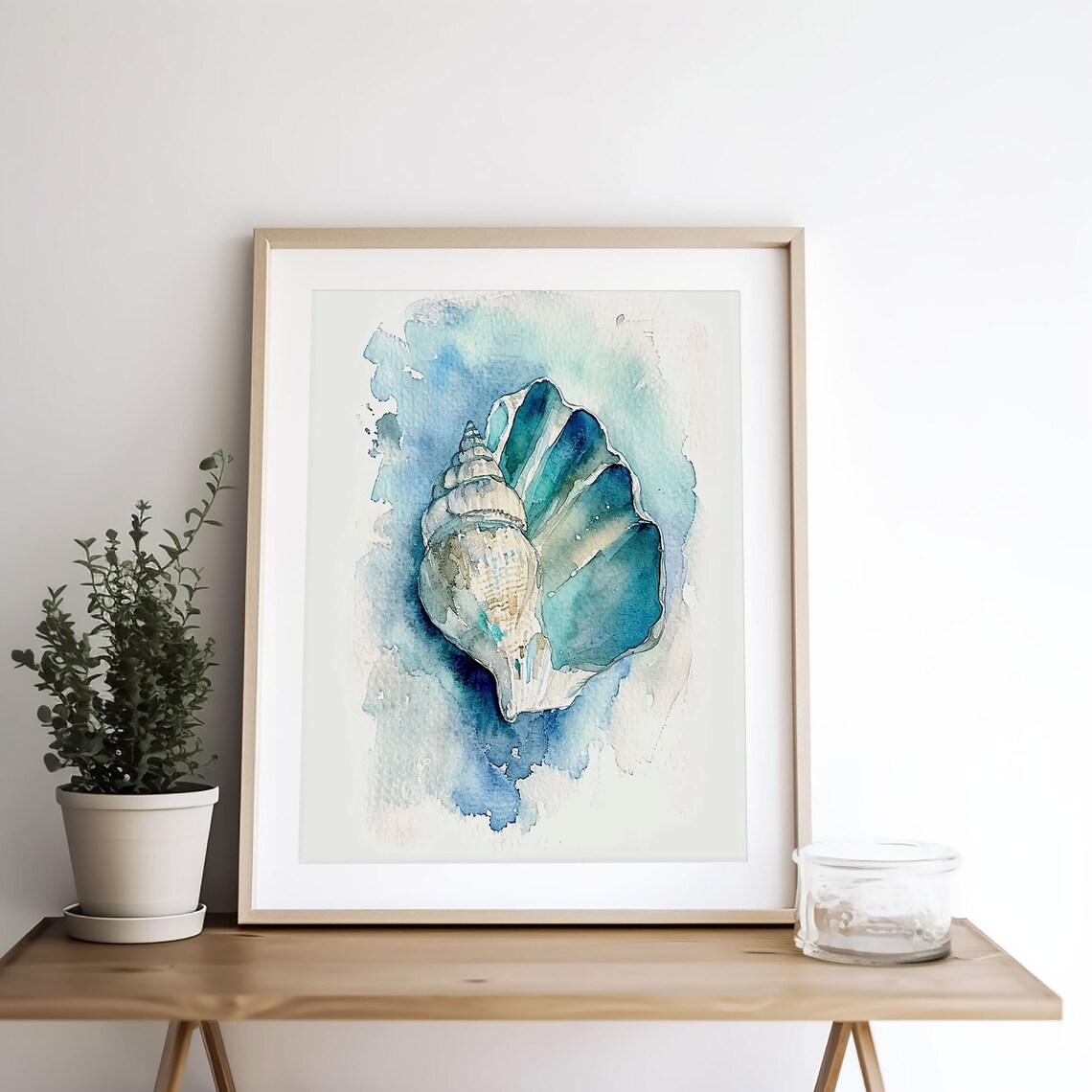 Turquoise Seashell Watercolor Art Print, Coastal Decor - Image 5