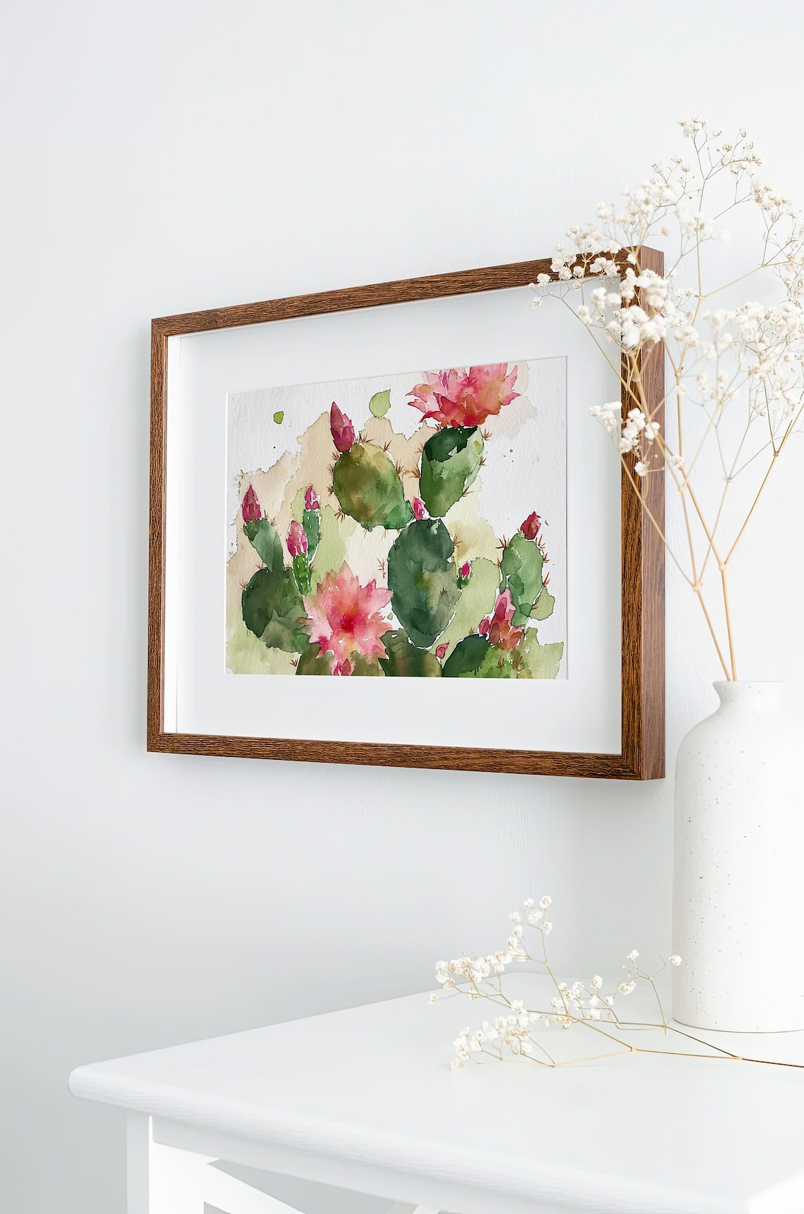 Blooming Cactus Watercolor Art Print, Floral Botanical Decor - Image 2
