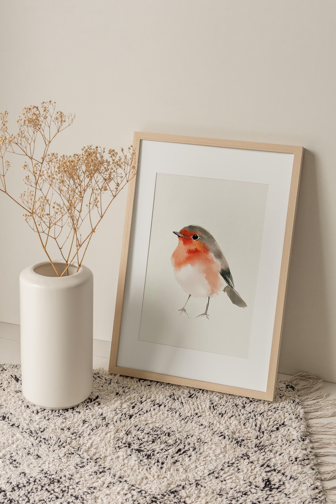 Robin Bird Minimalist Art Print, Rustic Wall Decor - Image 3