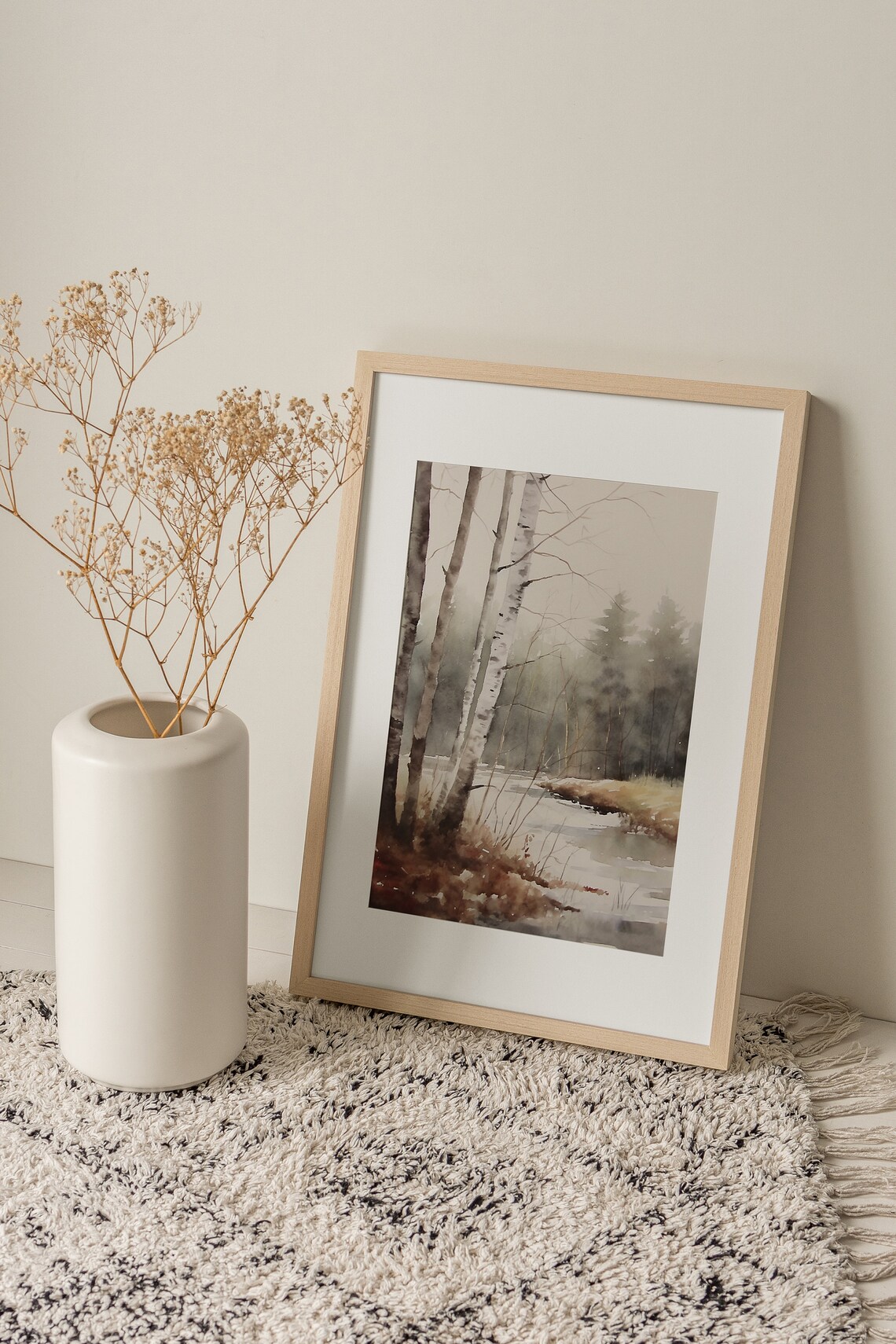 Winter Forest Aspen Landscape Watercolor Art Print - Image 3
