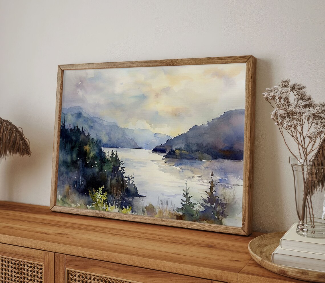 Hood River Columbia Gorge Watercolor Art Print - Image 2