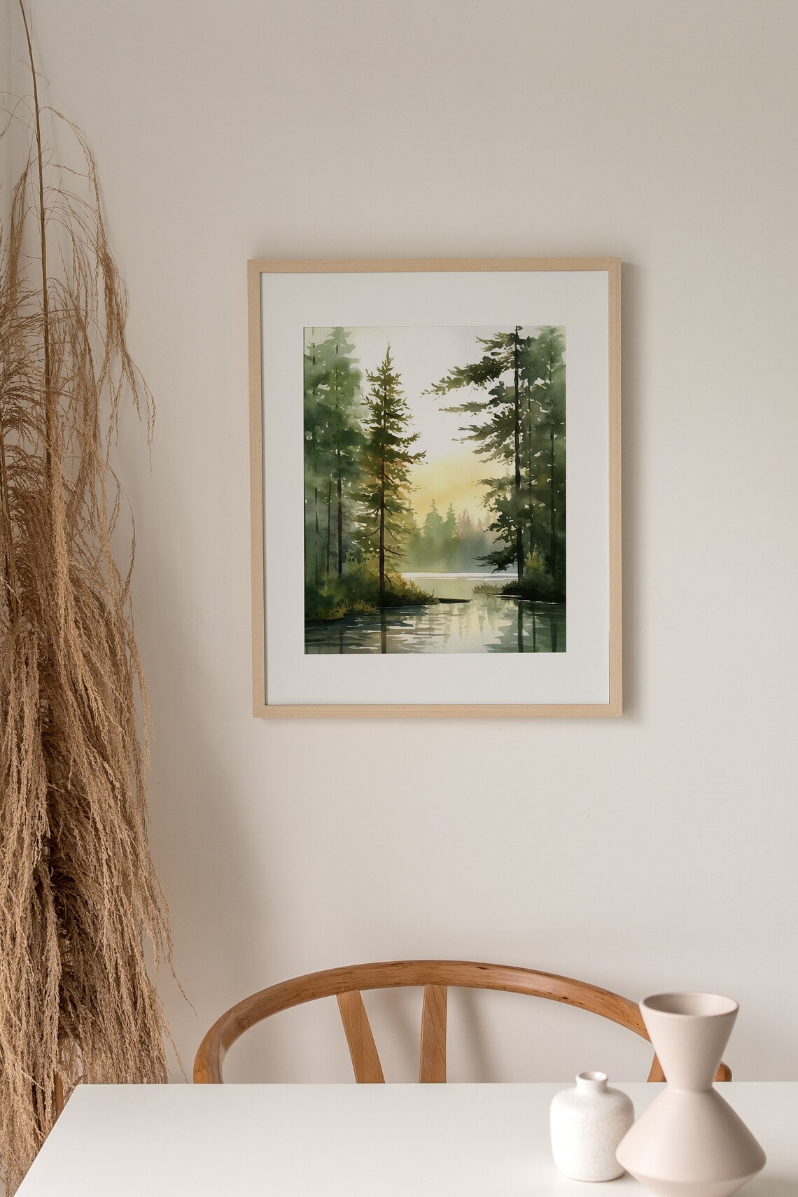 Acadia Eagle Lake Watercolor Art Print, Pine Forest - Image 4